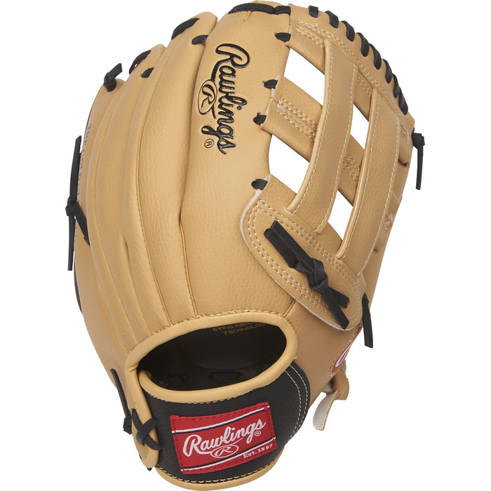 Дитяча бейсбольна рукавичка Rawlings Players Series для T-Ball, правша, 29,2 см (9-11,5''), 7–9 років, верблюжий/чорний