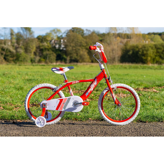 Дитячий велосипед Huffy Glimmer 18 дюймів червоний для дівчаток 6-8 років, легка швидка збірка, зі стабілізаторами