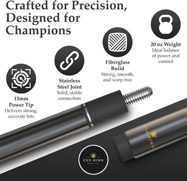 Більярдний кий (2 шт.), 147.3 см, 567 г, з преміум-наконечником 13 мм та ручкою, з графітового композиту
