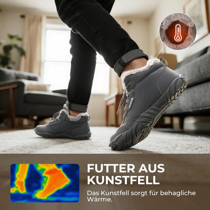 NORTIV 8 Чоловічі теплі зимові черевики, зручні зимові чоботи для дому (39 EU, сірий)