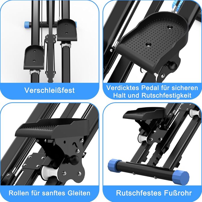 Сходи-степер з регульованим опором для дому – тренажер для кардіотренувань з LCD-дисплеєм та компактним дизайном | Ідеально для домашнього спортзалу, квартири та офісу, чорний