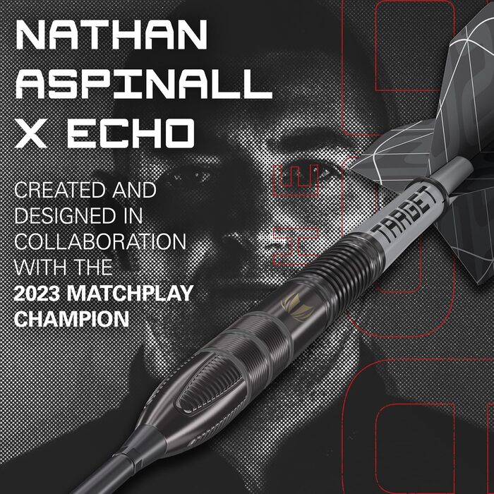 Дротики Target Nathan Aspinall Echo 90% вольфрам, сталевий наконечник, Swiss Point, гравець ASP, професійні дротики з Pro Grip та Pro Ultra, інструмент SP у комплекті