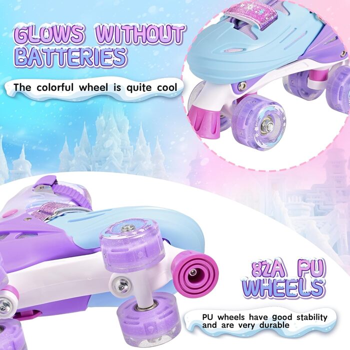 Ролики для дітей 2PM SPORTS: регульовані, рожево-блакитні, для дівчаток-початківців, для катання в приміщенні та на вулиці (M, 32-36 EU)