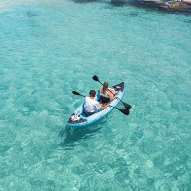 Надувний каяк VirtuFit Kajak 335 для 2-3 осіб – стабільна конструкція, комплект з сидіннями та веслами – для моря, річки та озера – 335 см, блакитний