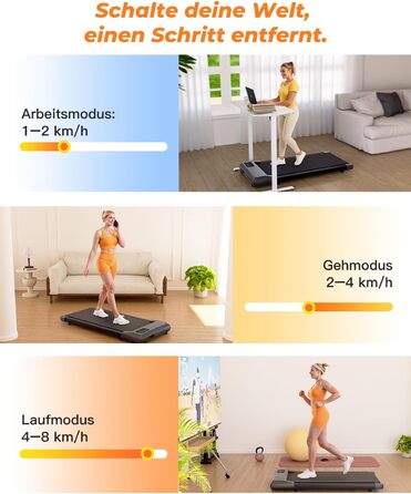 Walking Pad Lacuffy 2.5 HP: Біговий килимок для дому зі столом, Smart App, 136 кг, сірий, 80 см