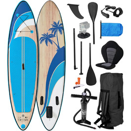 Надувний SUP Борд BRAST Tropic | Комплект для станд-ап паддлбордингу | 320x81x15 см | 6 дизайнів | 5 років гарантії | з аксесуарами | 2-в-1: SUP та каяк | тримач для Action Cam, петля для ніг, насос, рюкзак