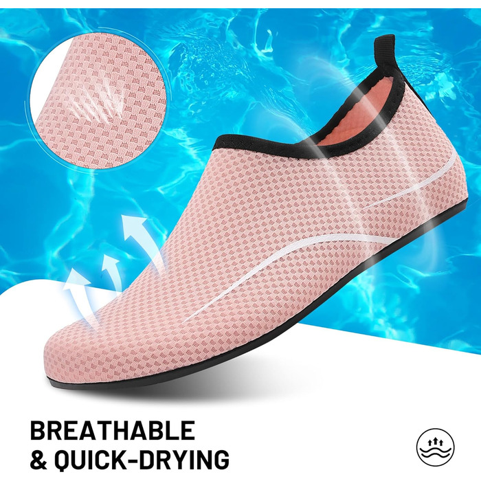 Чоботи для плавання унісекс: легкі, швидковисихаючі, для пляжу, басейну, серфінгу, йоги (43 EU, рожевий)