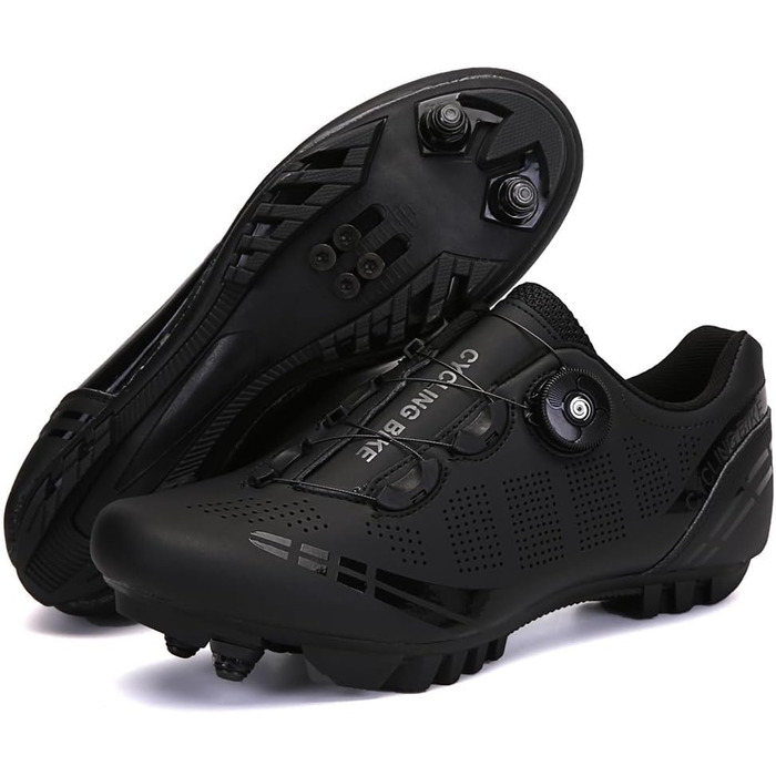 Жіночі велотуфлі для гірського велосипеда, зручні MTB-туфлі для занять у приміщенні, сумісні з SPD педалями (2 болти) з клітами, білі (36 EU, чорний)