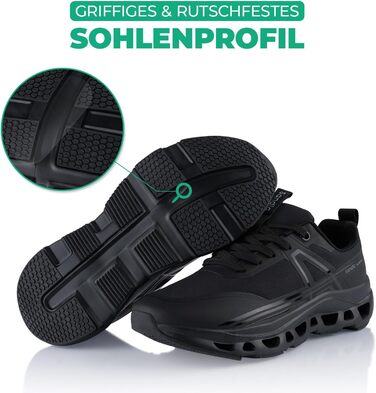 Кросівки для бігу Fusskleidung® жіночі/чоловічі - дихаючі, легкі, з амортизуючою підошвою (44 EU, чорні)