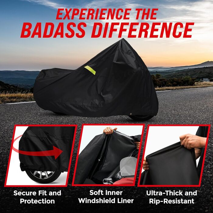 Водонепроникний чохол для мотоцикла Badass Moto Ultimate Heavy Duty — захисний зовнішній чохол від сонця та дощу для Harley Davidson, розмір Medium
