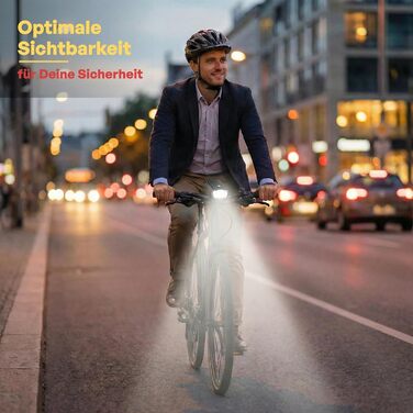 LED-велофара з заднім ліхтарем, 30/15 Lux, сертифікована StVZO, акумуляторний комплект велосипедного освітлення