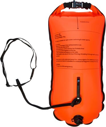 Надувна плавуча шийка Crea-Do для дорослих з мішком для сухого зберігання, кишенькою для телефону та сигнальним свистком. Об'єм 28L. Безпечне плавання у відкритій воді, триатлон, снорклінг, водні види спорту.