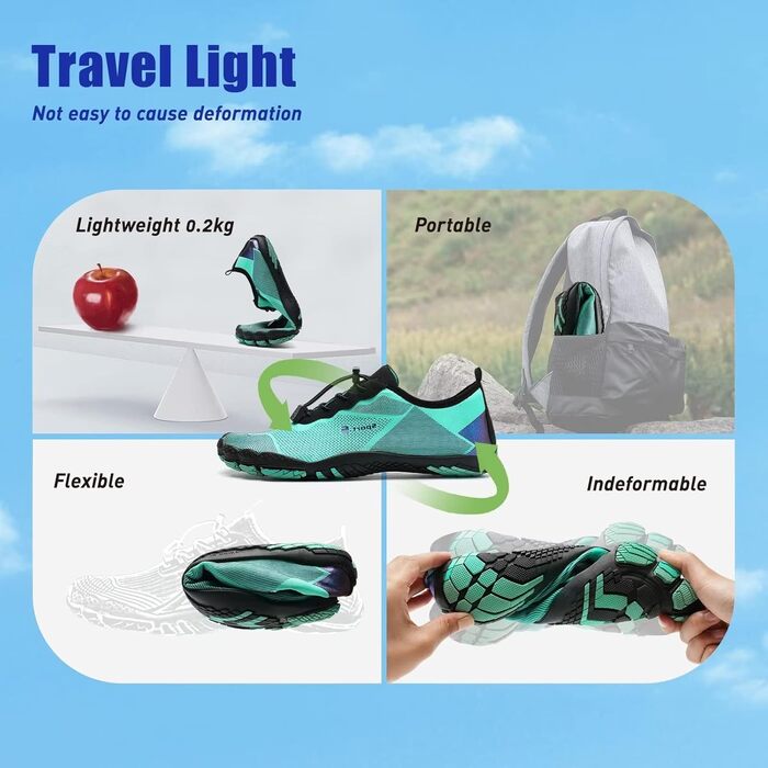 Взуття для плавання Mabove для жінок та чоловіків: шльопанці для плавання, пляжні шльопанці, шльопанці для водних видів спорту, розмір 37 EU, зелені