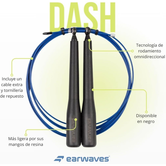 Скакалка Earwaves Dash – швидкісна зі смолою, самоналаштуванням і всенапрямними підшипниками
