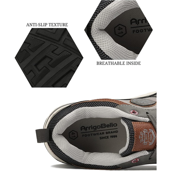 ARRIGO BELLO Кросівки чоловічі спортивні для прогулянок та активного відпочинку, легкі, розмір 41-46 (42 EU, A2 Grey)