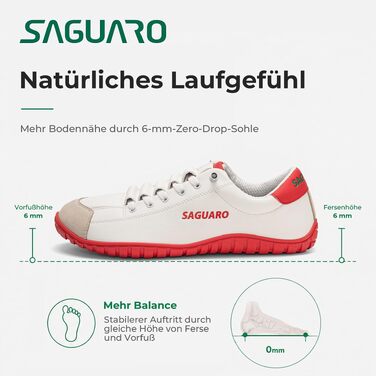 Кросівки barefoot SAGUARO для чоловіків та жінок: мінімалістичне взуття з широким носком та підошвою Zero Drop, червоні, р. 40 EU