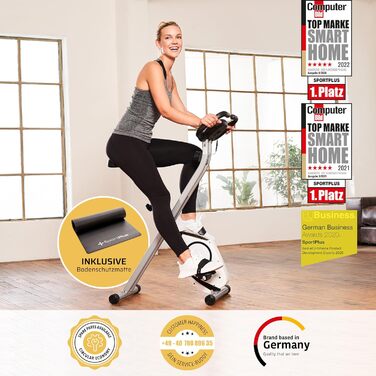 Складний велотренажер SportPlus для дому - тихий Hometrainer для дому, компактний та складаний. Сумісний з фітнес-додатком.