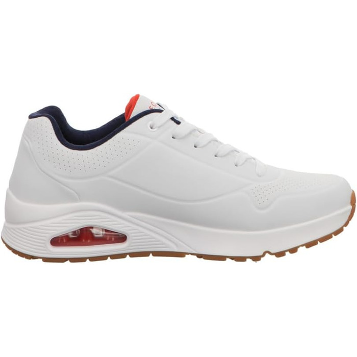 Кросівки Skechers Uno Stand On Air для чоловіків, білі, Durabuck, темно-синій, червона окантовка, 41.5 EU