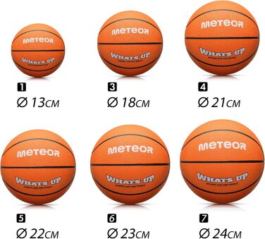 Дитячий баскетбольний м'яч Meteor What's UP, розмір 1-7, м'який, для дітей 4-8 років, навчальний, помаранчевий