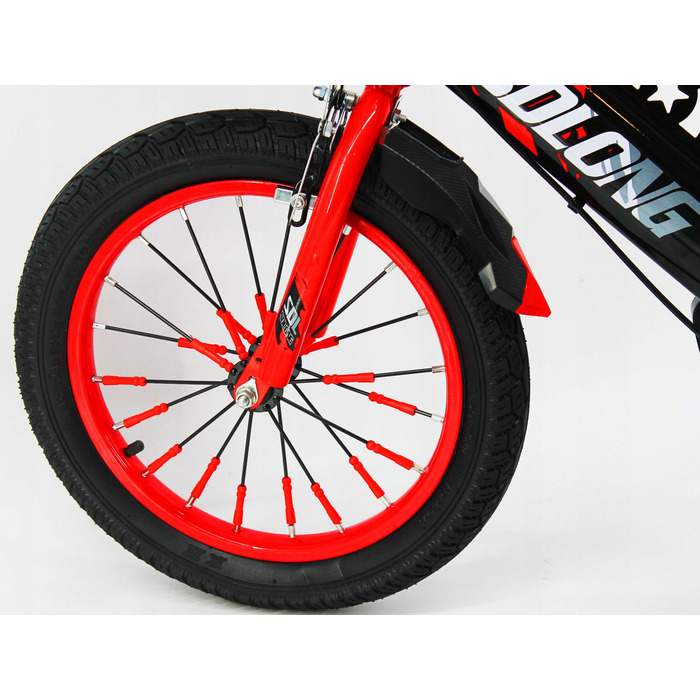 Дитячий велосипед 16 дюймів з кошиком та додатковими колесами для хлопчика, червоний