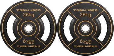 Олімпійські диски Train Hard 50 мм, чавунні, з гумовим покриттям, 2,5–25 кг