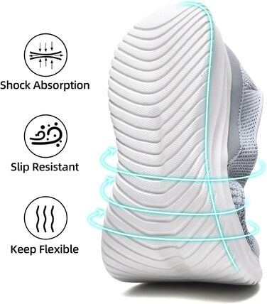 Жіночі кросівки для ходьби та тенісу TIOSEBON, сірі, дихаючі, зручні, slip-on