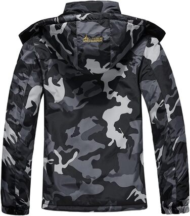 Чоловіча зимова куртка для катання на сноуборді та лижах, водонепроникна, з капюшоном, чорно-камуфляжна, розмір L
