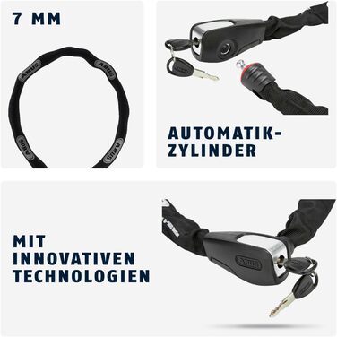 Замок ланцюговий ABUS Steel-O-Chain 8807K – 110 см, рівень безпеки 8, чорний