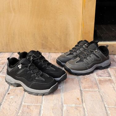 Черевики для ходьби чоловічі зимові утеплені, трекінгові черевики, зимові черевики, неслизькі, легкі, черевики для хайкінгу, зручні зимові черевики, гірські черевики, водонепроникні черевики для хайкінгу, outdoor черевики, чорні, 40 EU