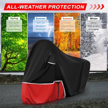 Водонепроникний захисний чохол для мотоцикла Piaggio MP3 400/500 (з кофром) - 420D Oxford, чорний/червоний