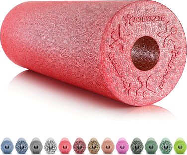BODYMATE Фасціальний ролик стандартний, середньої жорсткості, 45 см, Ø15 см, з безкоштовною електронною книгою, професійний, червоний