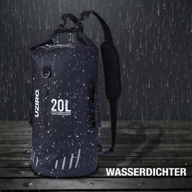 Водонепроникний рюкзак UZIRO 20L, Dry Bag, чорний