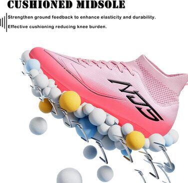Чоловічі футбольні бутси для юніорів, бутси для тренувань, високі, шиповані, професійні, для змагань, outdoor, штучний газон, унісекс, рожеві, 43 EU