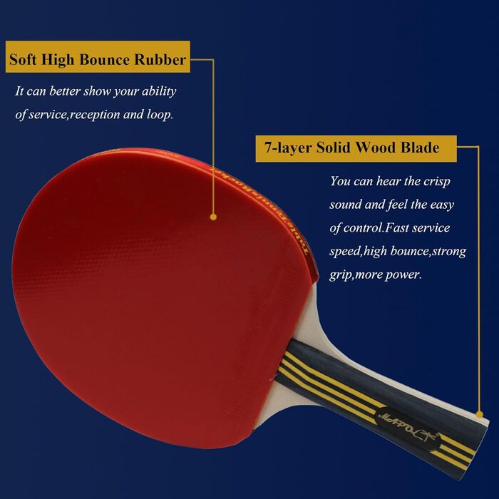 Набір для пінг-понгу MAPOL для 4 гравців: 4 ракетки, 8 + 100 м'ячів, для гри в приміщенні та на вулиці