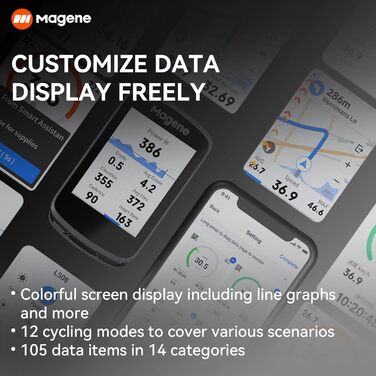 Велокомп'ютер Magene C506 з GPS, кольоровим сенсорним екраном, навігацією, водонепроникний, бездротовий, WiFi та Bluetooth, для велотренувань