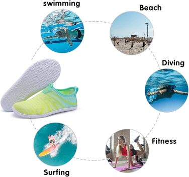 Водні шкарпетки Spesoul для жінок та чоловіків: дихаючі, швидковисихаючі, м'які, для хаду, піших прогулянок, плавання, пляжу, серфінгу, йоги, спорту (39/40.5 EU, Jiao Blgreen)