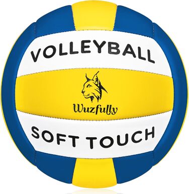 Волейбольні м'ячі Wuzfully Soft Touch для залу та пляжу, розмір 5, блакитно-жовті