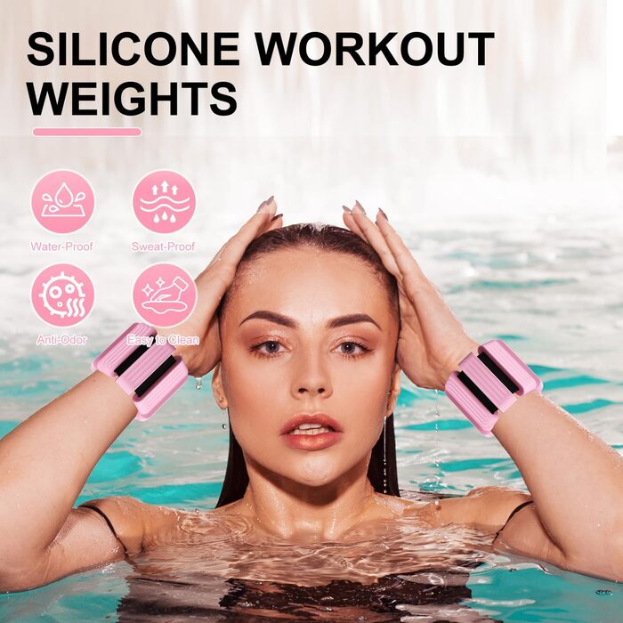 Набір вагів для зап'ястя та щиколоток (2 шт., 0.45 кг кожна) для йоги, пілатесу, фітнесу, рожевий