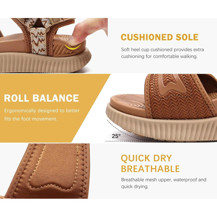 Сандалі жіночі KuaiLu трекінгові ортопедичні для літа, хакі, 41 EU