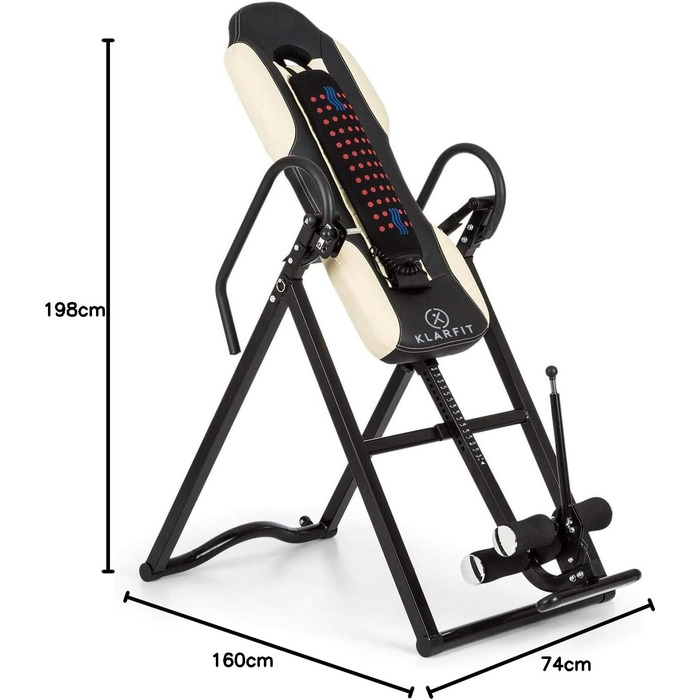 Інверсійний стіл Klarfit Ease Delux для спини, до 136 кг, чорний/бежевий