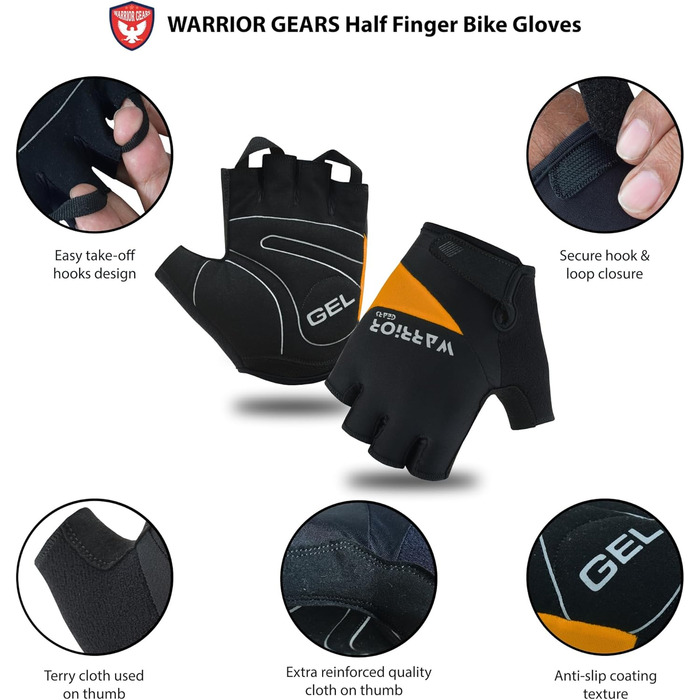 Велосипедні рукавички Habfinger для чоловіків, червоно-бежеві, з неслизьким покриттям, XXL, помаранчево-чорні