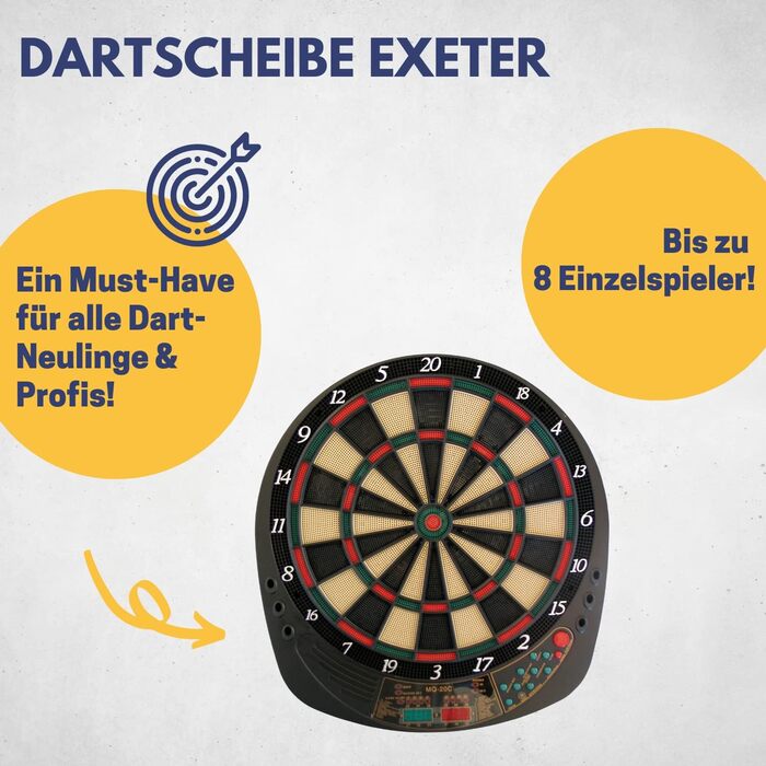 Електронна дартс-дошка Best Sporting Exeter з LED-дисплеями, 12 дротиками, запасними наконечниками, автоматичний дартс для 8 гравців, високоякісний електронний дартс-автомат