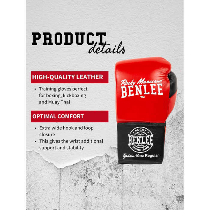 Боксерські рукавички BenLee Typhoon 08 oz Red/Black з натуральної шкіри