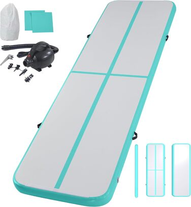 Надувна гімнастична матка LSLIFE для дому, 4м, з електричним насосом, для гімнастики, йоги, тренувань дітей