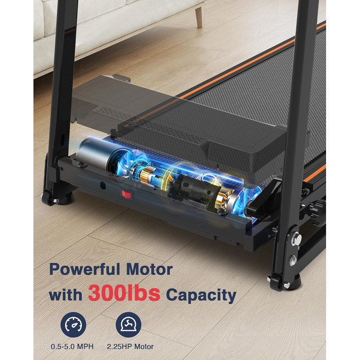 Біговий доріжка Redliro з довгими поручнями для людей похилого віку, до 136 кг, складана, з колесами, тримач для напоїв та телефону, для відновлення вдома або в квартирі