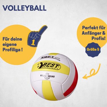 Волейбольний м'яч BEST SPORTING розмір 5 - м'яч з 18-панельним дизайном, високої якості, супер м'який, формастійкий, для гри на відкритому повітрі, офіційний розмір 5, білий/жовтий/червоний