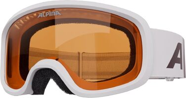 Дитячі гірськолижні окуляри ALPINA PINEY, біло-рожеві матові — ударостійкі, безфреймові, з захистом від UV 100%