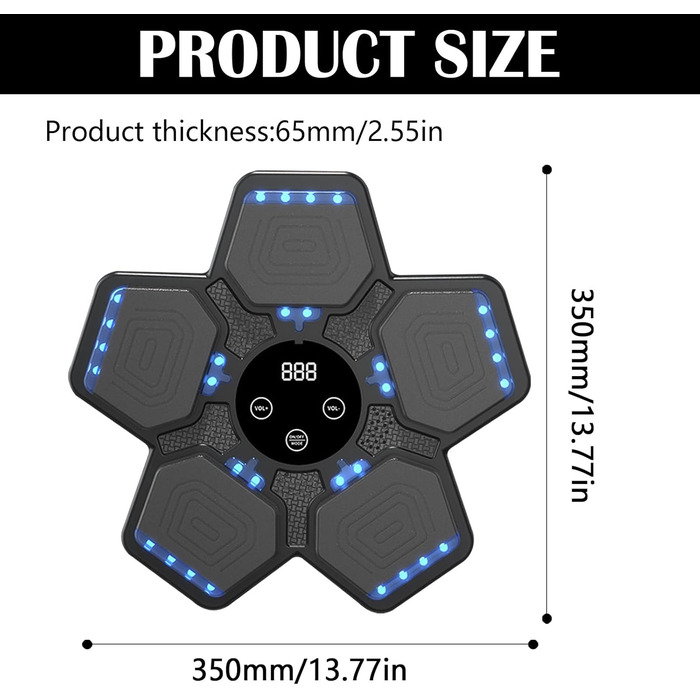 Музичний бокс-машина з LED, розумна боксерська панель для дітей і дорослих, 5 режимів, для тренування, зняття стресу та формування тіла
