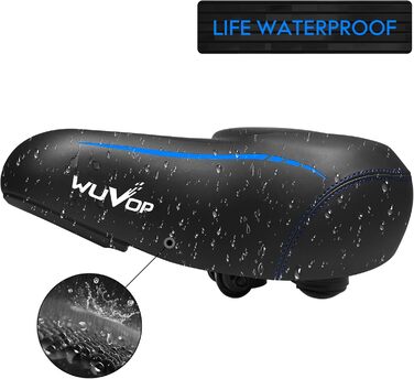 Широке велосипедне сідло Oversized для жінок та чоловіків. Комфортне, універсальне, водонепроникне сідло з світловідбивальною смугою. Підходить для Peloton, тренажерів, круїзерів, міських велосипедів. Чорний / білий (чорний / синій)