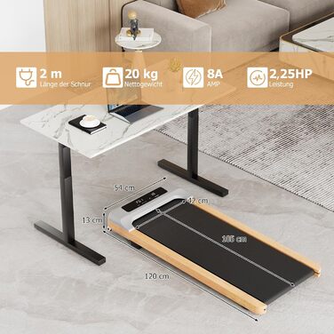 Бігова доріжка COSTWAY 3 в 1, 2,25HP, підлогова, Walking Pad для дому та офісу, 1-6 км/год, дистанційне керування, LED-дисплей, 15 програм, до 120 кг